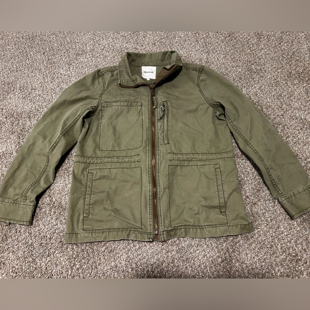 Madewell Olive Green Utility Jacket Zip Front Military Style Lightweight
